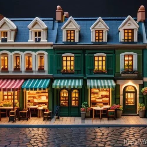 블록완구로 도시 모델링 프로젝트 - A Charming Parisian Block City Scene**
A photorealistic image of a quaint Parisian street meticulous...